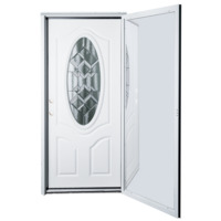 34 x 76 LH Combination Door 3/4 Oval All Glass Storm - White